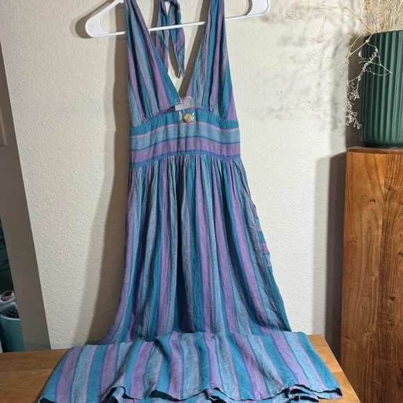 NWT UO Betsey Linen Halter Midi Dress - Picture 10 of 16